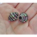 2 Bicone Pink Green Rhinestone Beads 18mm Accent Piece bd007