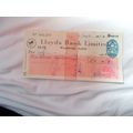 LLOYDS CHEQUE USED 6TH SEPT 1950 (22/01)