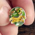 Enamelled Pin Badge Flower Scene Metal in velve...