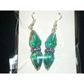 double crystal glass dark green faceted peardro...