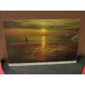SUNSET on the BEACH, ENGLAND used vintage postc...