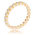 Gold Plated Dotted Clear CZ Round Bezel Eternit...