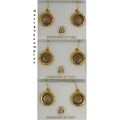 Damascene Gold Eight Point Star Design Round Ea...