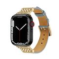 Pearl Diamond Leather Watch Band For Apple Watc...