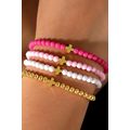 Gold Cross Beaded Multi Layered Elastic Bracele...