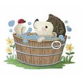 Baby Woodland Bath Time - Hedgehog Embroidered ...