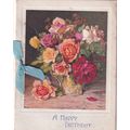 Vintage Birthday Card - A Happy Birthday - Vase...