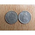 Switzerland 1968 1/2 Half Franc Coin