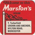 BEER MAT - MARSTONS BREWERY - CROWN & ANCHOR, W...
