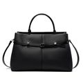 Genuine Leather Women Large Casual Handbag Black