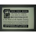 1949 Albuquerque New Mexico Ad - Help Complete Your Plans