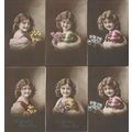Little Girl set of 6 Real Photos, Christmas Poe...