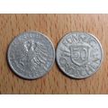 Austria 1947 50 Groschen Coin