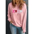 Pink Sequin Heart XOXO Graphic Drop Shoulder Va...