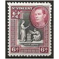 St Vincent 1938 SG155 6d Black & Lake Mounted M...