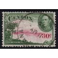 Ceylon Sg393 30c Carmine & Green wmk sideways f...