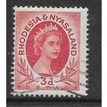RHODESIA & NYASALAND 1954 3d RED QE II SG 4 FIN...