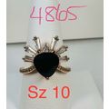 Ring Bomb Party Sz10 RBP Black Onyx Gem Rose Go...