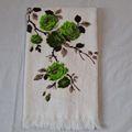 Vintage SAYCO Screen Prints BATH HAND TOWEL Gre...