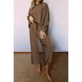Dark Brown Ultra Loose Textured 2pcs Slouchy Ou...