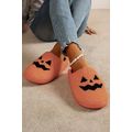 Orange Halloween Pumpkin Face Graphic Plush Sli...