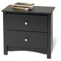 Black Two Drawer Bedroom Nightstand with Brushe...