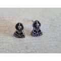 Buddha Stud Earrings | Sterling Silver Meditati...