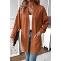 Chestnut Textured Knit Side Pockets Open Front ...
