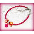 Woven Braided Bracelet Dark Pink Crackle Ball C...