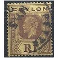 Ceylon 1923 SG354 1 Rupee Purple/Pale Yellow Fi...