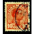DENMARK 1913 SG 138 10 ORE RED FINE USED #