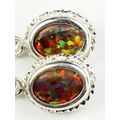 Created Red/Brown Opal, 925 Sterling Silver Lev...