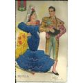Spanish Silk SEVILLA Embroidered Postcard (Mart...