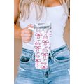 White Cherry Bowknot Stylish Large Tumbler with...