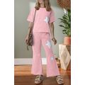 Light Pink Acid Wash Star Patched Rolled Trim P...