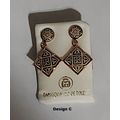 Damascene Gold Star of David Design Drop Earrin...