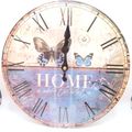 Blue Butterfly Wall Clock Home is Where the Hea...