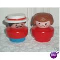2 Fisher Price 1990 Chunky Hat Man & Brown Hair...