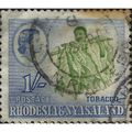 RHODESIA & NYASALAND, Tobacco, blue 1959, 1/-, #4