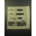 1950 TWA Airlines Ad - You can combine the fun of Paris with your business