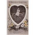 Farm Maiden On Fence Love Heart Old Greetings R...