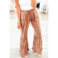 Straw Yellow Mineral Wash Lace-up High Waist Ti...