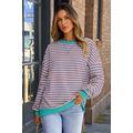 Racing Red Striped Contrast Ribbed Trim Crossed...