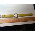 K&Bros Silver-Tone Unisex Watch with Yellow Lea...