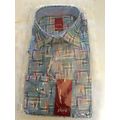 Pure Slim Blue Geometric Long Sleeve Shirt UK M...