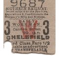 Southern Railway Edmondson Ticket - Cannon Stre...