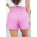 Pink Plaid High Waisted Athletic Shorts