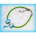 Woven Braided Bracelet Blue Marble Ball Charm E...