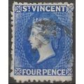 St Vincent 1862 SG6 4d Deep Blue No Watermark F...
