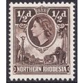 Northern Rhodesia QEII 1953 1/2d Deep Brown Ani...